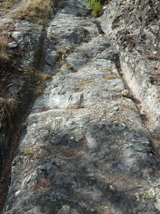 Voie romaine de Coudoulous avec ornières et traces de passage des chars.