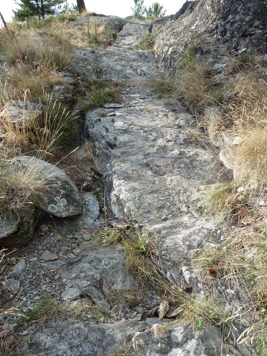 Voie romaine de Coudoulous avec ornières et traces de passage des chars.