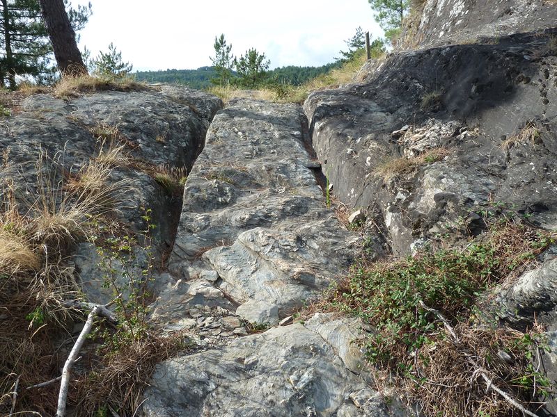 Voie romaine de Coudoulous avec ornières et traces de passage des chars.