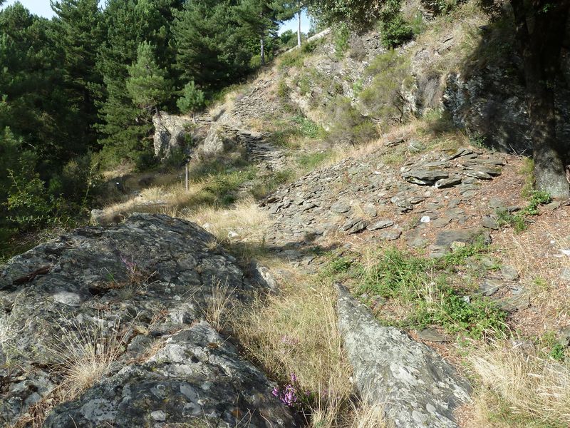 Voie romaine de Coudoulous avec ornières et traces de passage des chars.