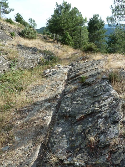 Voie romaine de Coudoulous avec ornières et traces de passage des chars.