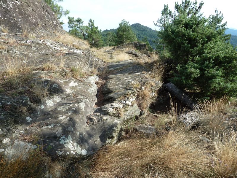 Voie romaine de Coudoulous avec ornières et traces de passage des chars.