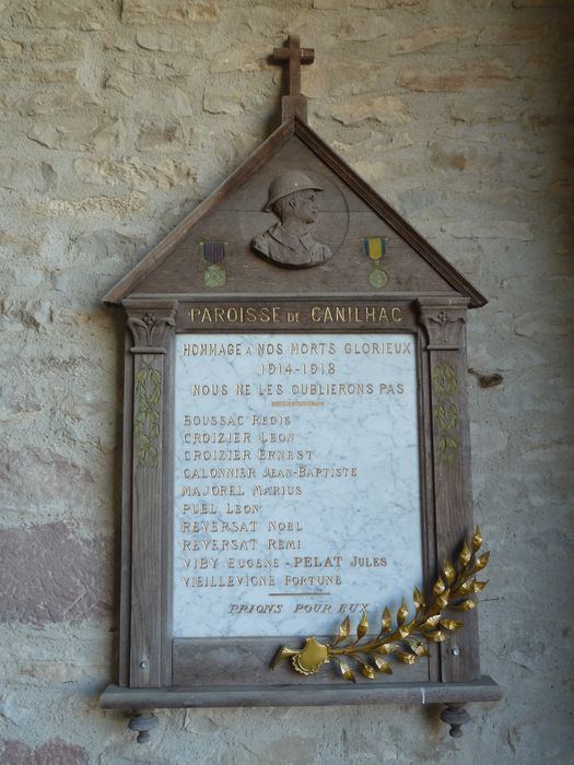 Plaque commémorative aux morts de la guerre de 1914-1918.