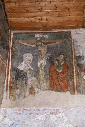 Intérieur, peintures mur nord, Crucifixion.