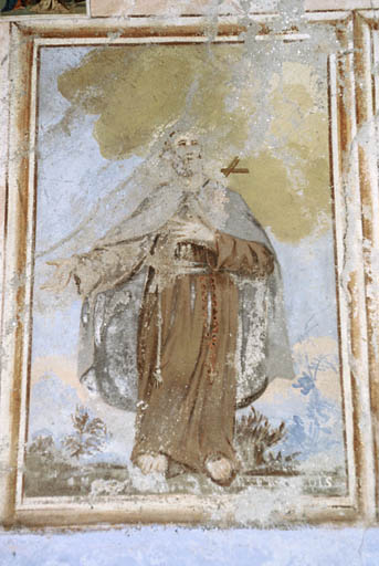 Nef, mur nord, décor peint, registre inférieur, Saint-François d'Assise.