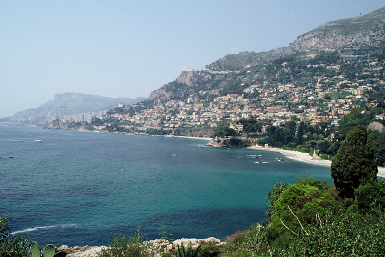 Vue générale : la mer et la côte vues du cabanon.