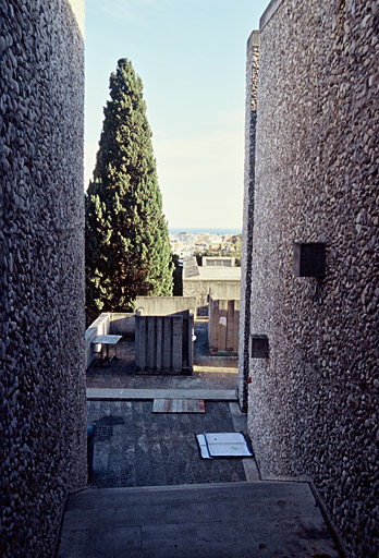 Allée centrale des terrasses, vue vers le sud.