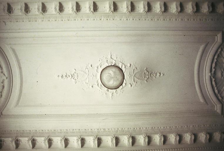 Le hall, détail décor du plafond.