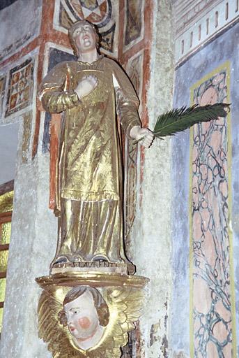 Arc triomphal, Saint-Laurent avec palme du martyre.