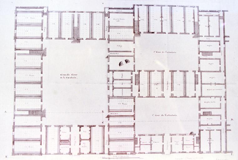 Vue d'un plan du quartier ancien, les réparations de 1798.