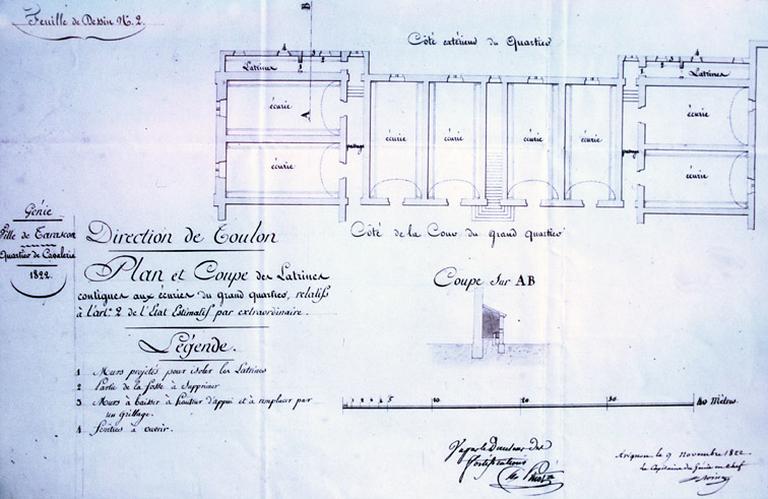 Vue d'un plan des latrines à construire en 1822.