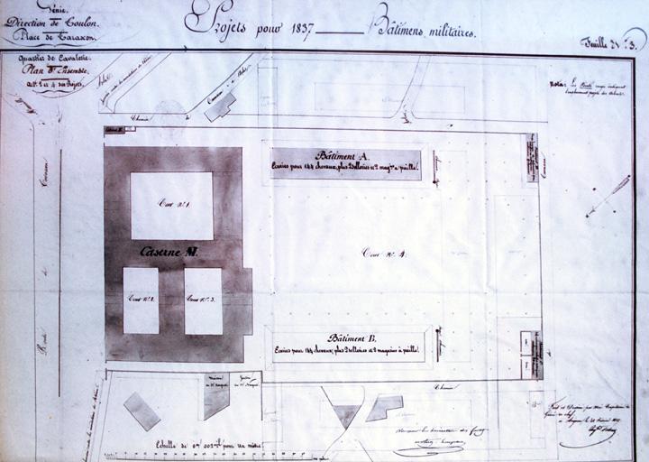 Vue d'un plan des bâtiments à construire en 1837.