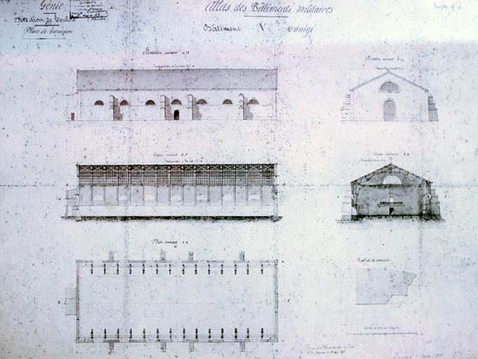 Vue d'un plan du manège dressé en 1858.