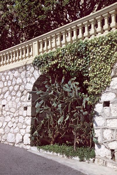 Montée, niche avec plantes grasses après le deuxième lacet.