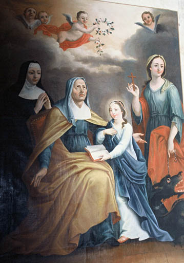 Tableau, Sainte Anne enseignant la Vierge de Cavon 1660.