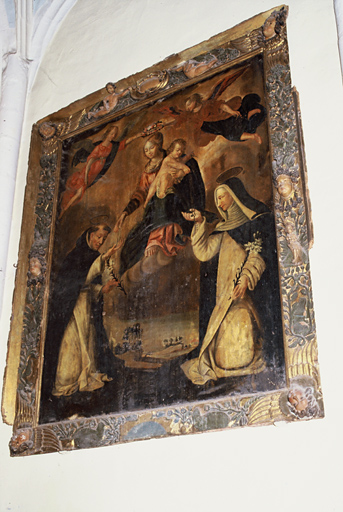 Tableau, Vierge au Rosaire, 17e siècle.