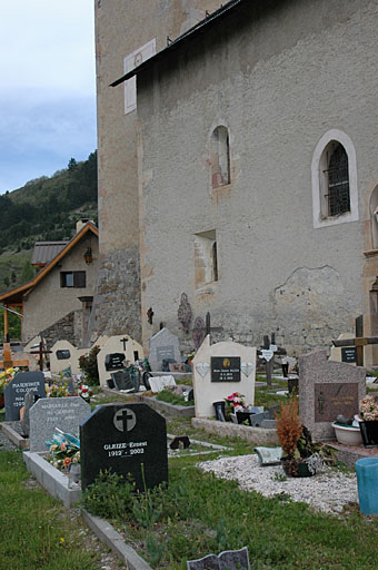 Elévation latérale sud, cimetière.