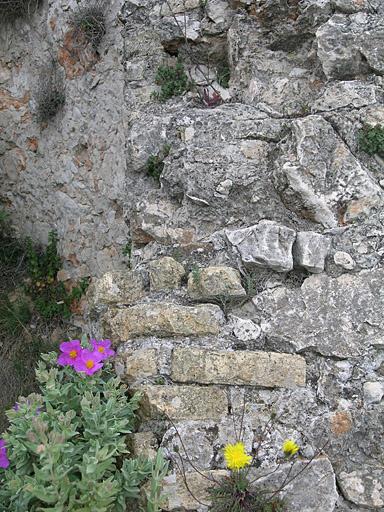 Ouverture de la face antérieure sud-est, détail de la maçonnerie de droite.