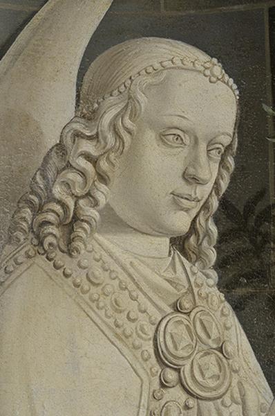 Détail panneau grisaille de gauche, l'Ange.