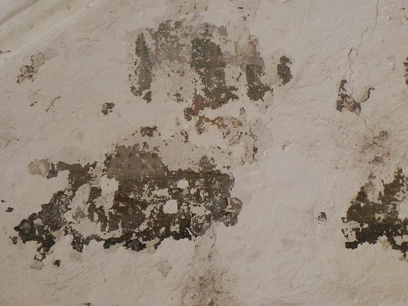 Restes de peintures murales sur une travée subsistante du cloître. DESC Représenterait une vue d'Arles.