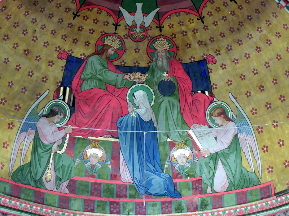 abside du choeur, peinture monumentale : Couronnement de la Vierge
