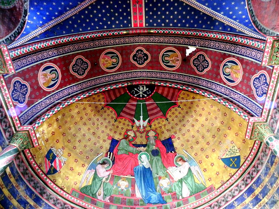 abside du choeur, peinture monumentale : Couronnement de la Vierge