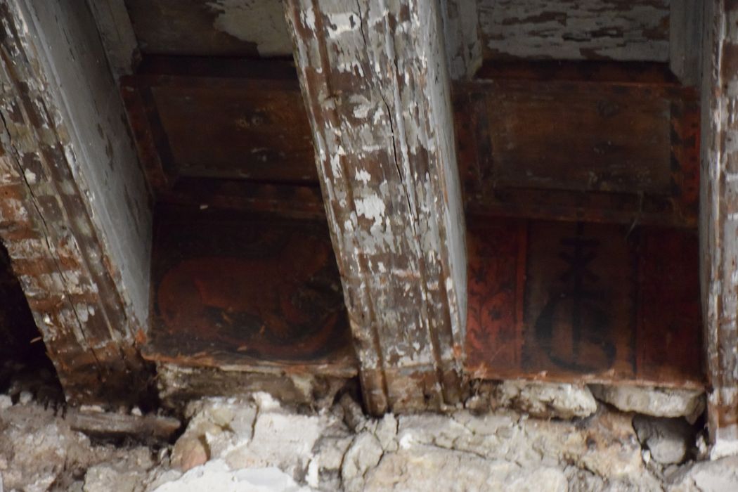 pièce non localisée, plafond à la française  peint, détail