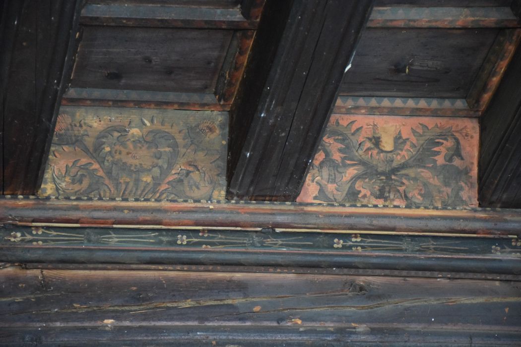 pièce non localisée, plafond à la française  peint, détail