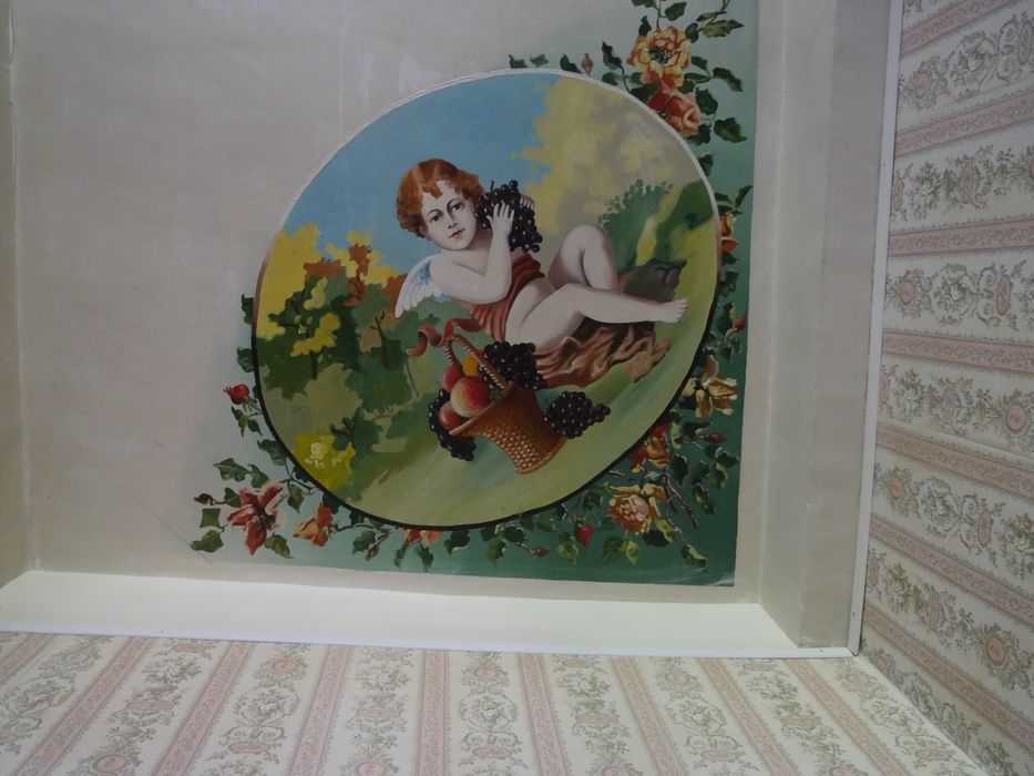 maison Peretti : 2e étage, chambre parentale, détail des peintures décoratives : l’Automne