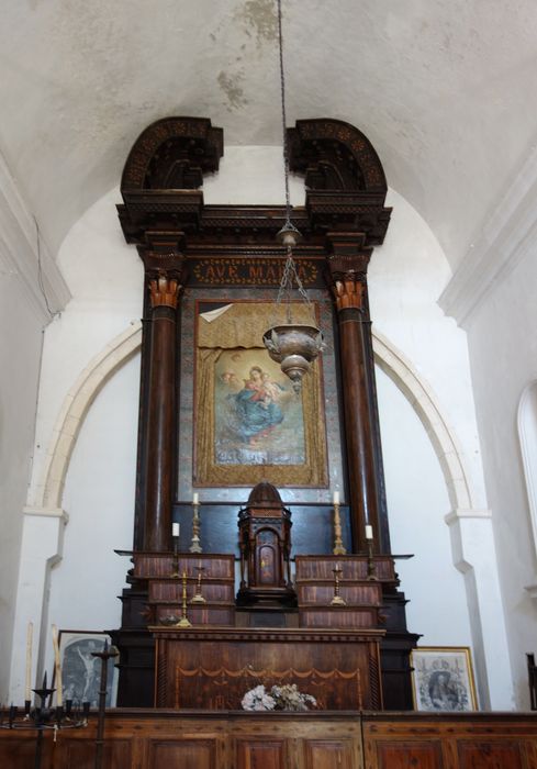 église, maître-autel, retable, tableau : Vierge à l’Enfant