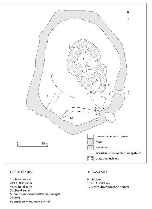 plan de la partie sommitale du site