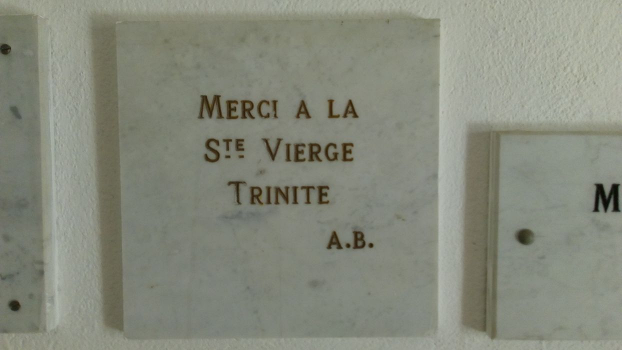 ex-voto mural : Merci à la Ste Vierge Trinité A.B. - © Ministère de la Culture (France), Direction Régionale des Affaires Culturelles de Corse – Tous droits réservés