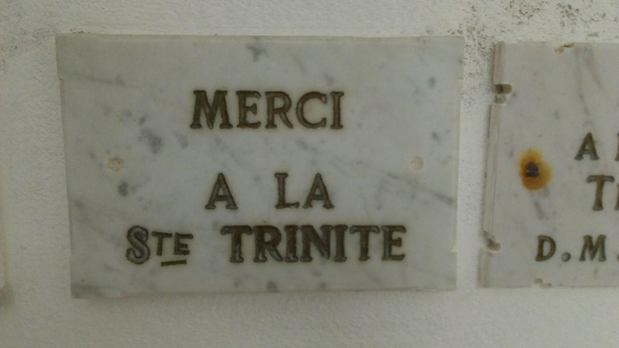 ex-voto mural : Merci à la Ste Trinité - © Ministère de la Culture (France), Direction Régionale des Affaires Culturelles de Corse – Tous droits réservés