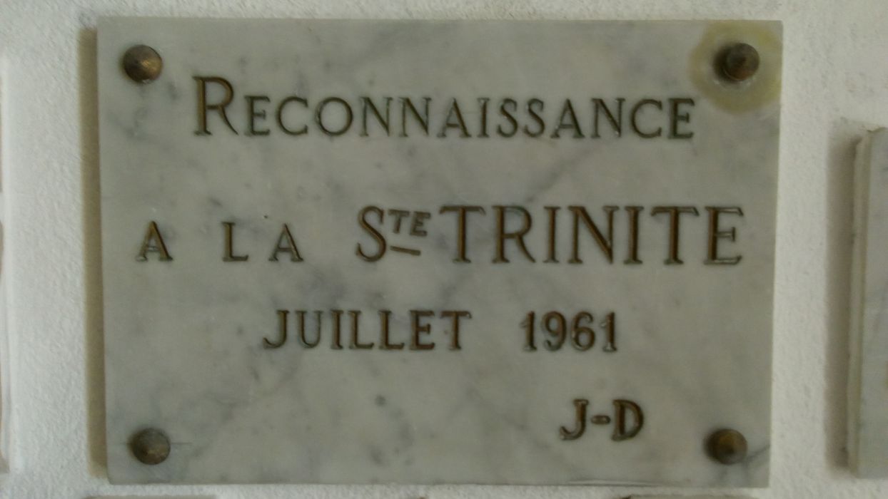 ex-voto mural : Reconnaissance à la Ste Trinité Juillet 1961 J.D. - © Ministère de la Culture (France), Direction Régionale des Affaires Culturelles de Corse – Tous droits réservés