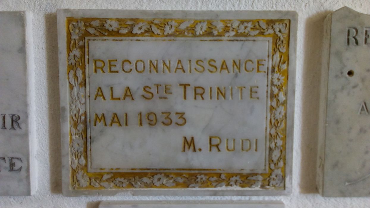 ex-voto mural : Reconnaissance à la Ste Trinité Mai 1933 M. Rudi - © Ministère de la Culture (France), Direction Régionale des Affaires Culturelles de Corse – Tous droits réservés