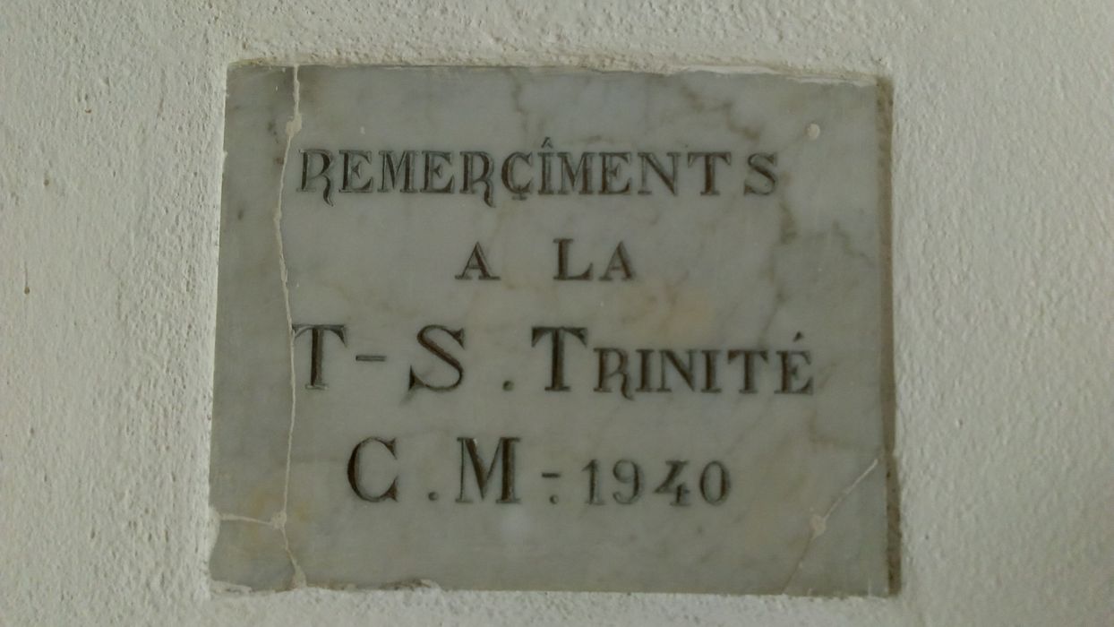 ex-voto mural : Remerciements à la T.S. Trinité CM 1940 - © Ministère de la Culture (France), Direction Régionale des Affaires Culturelles de Corse – Tous droits réservés