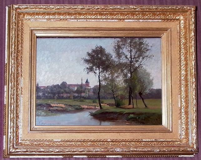 tableau : Vue de Neuville depuis la vallée du Renom, vue générale - © Ministère de la culture (France) ; © Conseil départemental de l'Ain