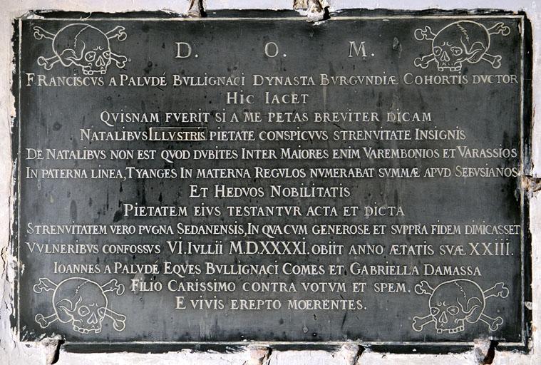 plaque funéraire de François de la Palud, vue générale