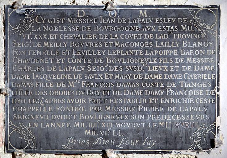 Plaque funéraire de Jean de la Palud