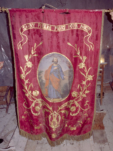 bannière de procession   Saint Pierre ;  Adoration du Saint Sacrement 2   - © Ministère de la Culture (France), Conservation des antiquités et des objets d’art de l’Ain, tous droits réservés