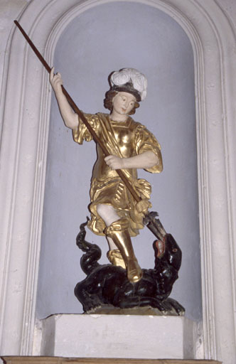 statue Saint Georges terrassant le dragon - © Ministère de la Culture (France), Conservation des antiquités et des objets d’art de l’Ain, tous droits réservés