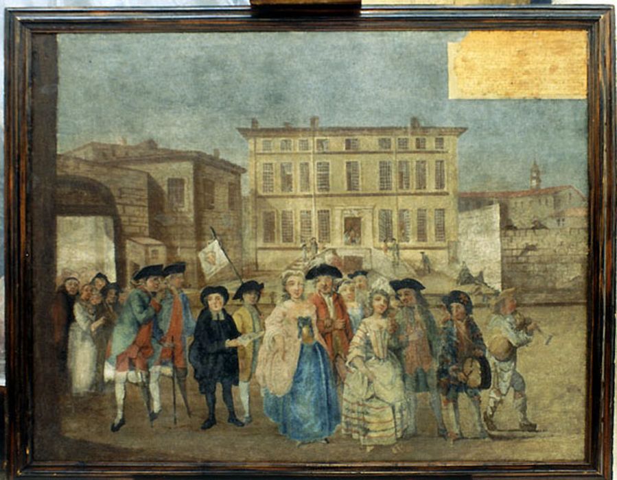 Tableau : Noce manquée de Mademoiselle Denise Chuinague et de Monsieur Longin - © Ministère de la Culture (France), Conservation des antiquités et des objets d’art de l’Ain, tous droits réservés