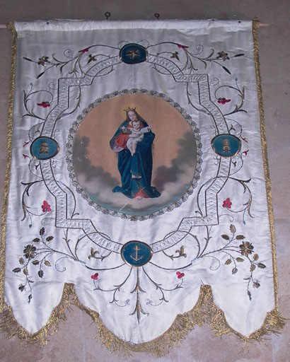 bannière de procession Vierge à l'Enfant ; Vierge de l'Immaculée Conception 1 - © Ministère de la Culture (France), Conservation des antiquités et des objets d’art de l’Ain, tous droits réservés