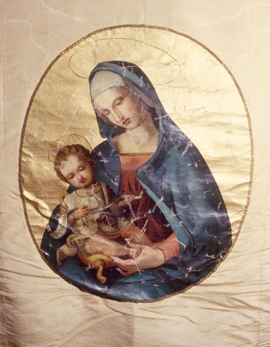 bannière de procession : Vierge à l'Enfant, n°2, vue générale - © Ministère de la Culture (France), Conservation des antiquités et des objets d’art de l’Ain, tous droits réservés