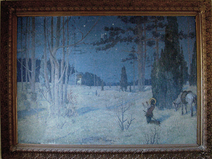 tableau Apparition du cerf à saint Hubert - © Ministère de la Culture (France), Conservation des antiquités et des objets d’art de l’Ain, tous droits réservés