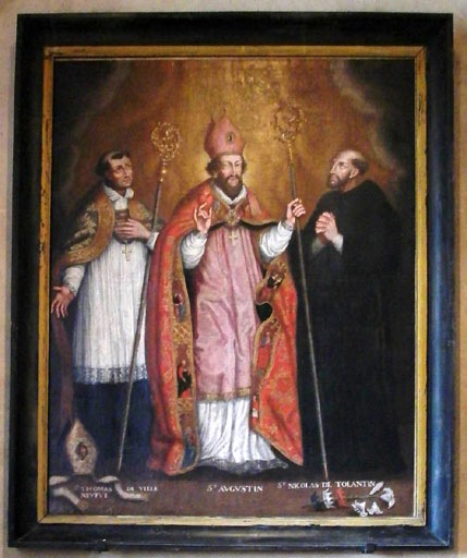 tableau   Saint Augustin avec saint Nicolas de Tolentin et saint Thomas de Villeneuve    - © Ministère de la Culture (France), Conservation des antiquités et des objets d’art de l’Ain, tous droits réservés