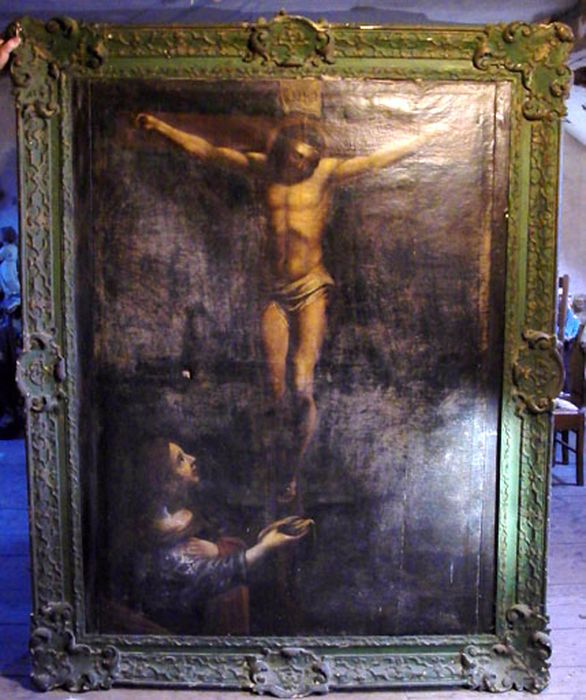 tableau : Christ en croix avec Marie-Madeleine