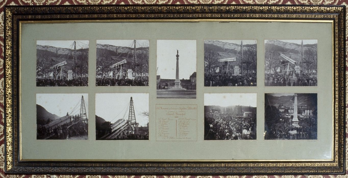 Ensemble de 9 photographies : Érection du monument de Villebois - © Ministère de la Culture (France), Conservation des antiquités et des objets d’art de l’Ain, tous droits réservés