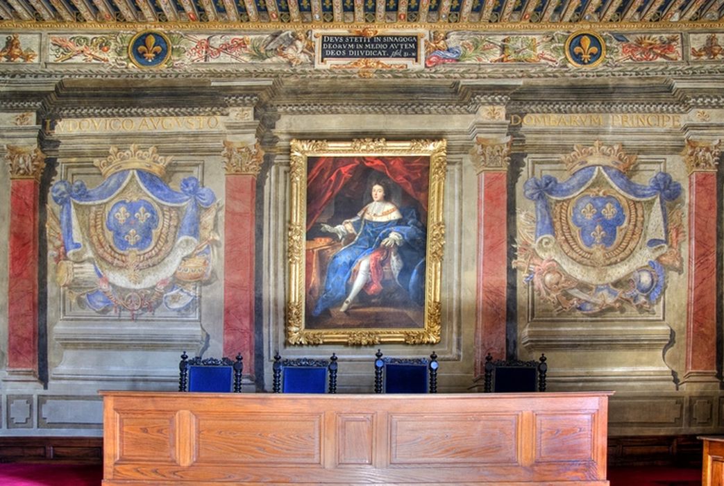 Ensemble de 2 peintures monumentales : Armoiries du duc et de la duchesse du Maine 3 - © Ministère de la Culture (France), Conservation des antiquités et des objets d’art de l’Ain, tous droits réservés