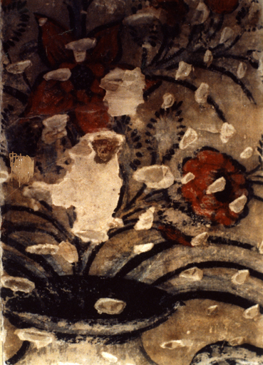 peinture monumentale   Décor floral ; croix de consécration ; litre funéraire   